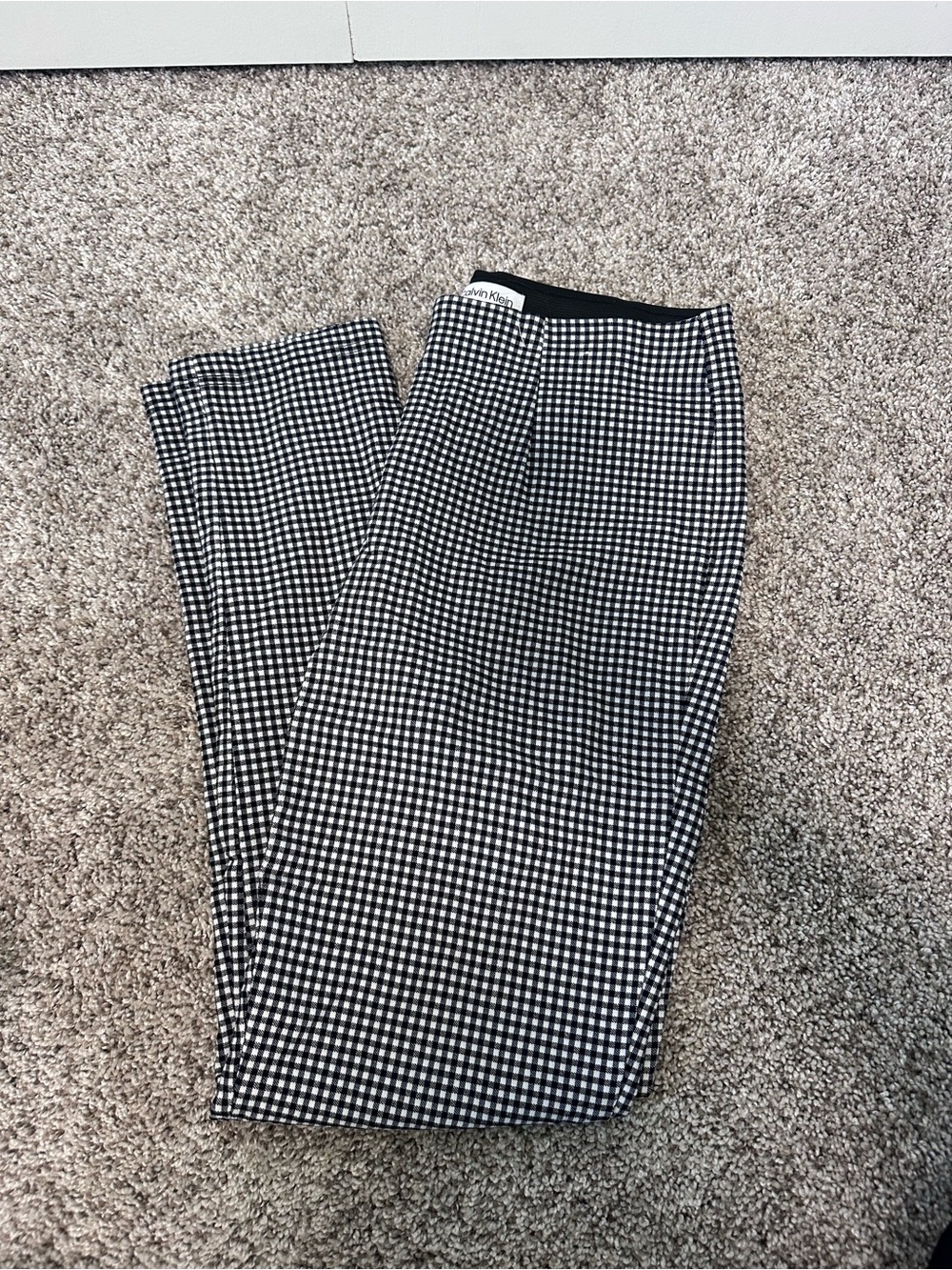 Calvin Klein Black and White Gingham Skinny Dress Pants